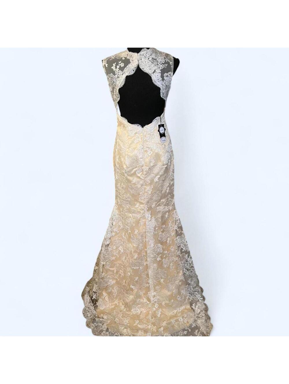 Vintage Lace Mermaid Gown Fairycore Bridal Prom Dress Size US 4 π - Picture 6 of 9